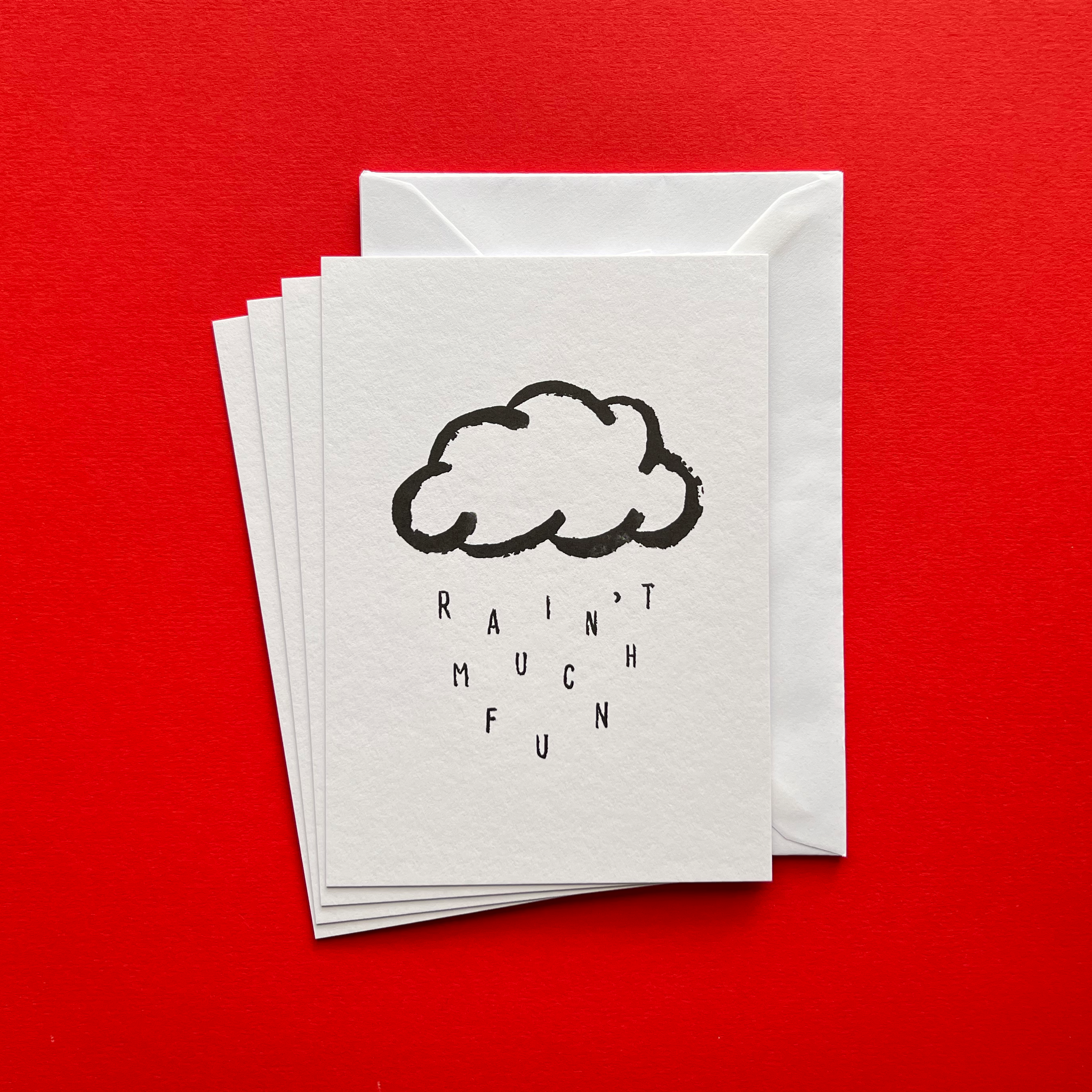 Rain't much fun – 4 postcards