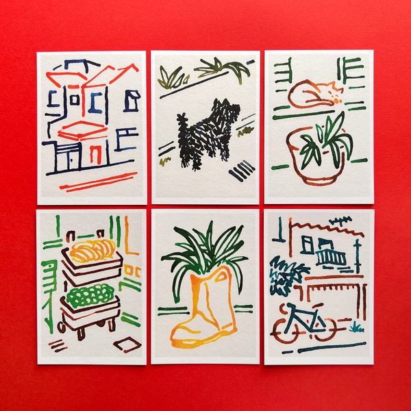 Ink drawings – set of 10 postcards